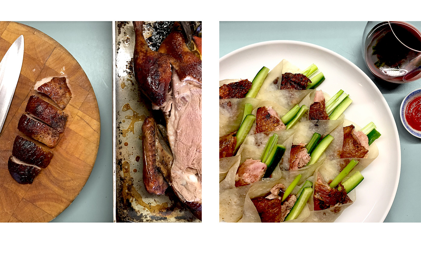 Beijing Roast Duck (Peking Duck Pancakes) and Merlot Wine Pairing